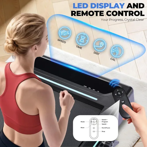 Miniatura 5 de GORISE Walking Pad Treadmill with Adjustable Height Handle Bar, 3HP Quiet Foldable Under Desk Treadmill, Portable Treadmills for Home 350LBS with