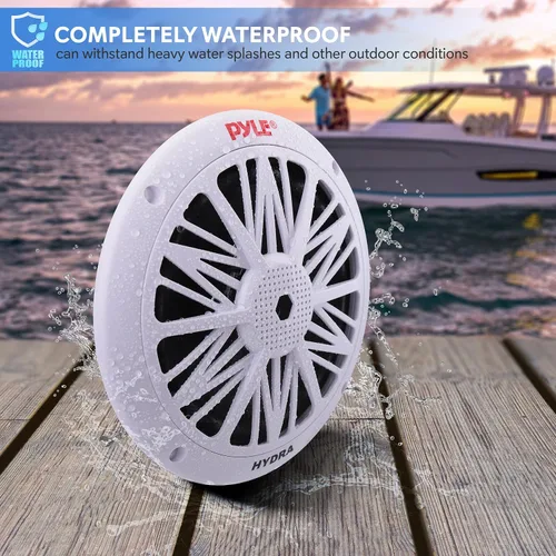 Miniatura 6 de Pyle Altavoces marinos duales de 6.5 pulgadas y subwoofer de audio marino para exteriores de 8 pulgadas Sistema de sonido estéreo impermeable