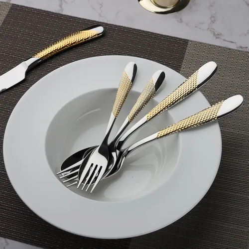 Miniatura 5 de Juego de cubiertos dorados de acero inoxidable de 60 piezas, juego de cubiertos de cocina, juego de utensilos de mesa para la cocina, incluye