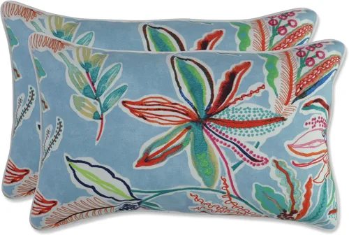 Miniatura 16 de Pillow Perfect Almohadas botánicas para interiores y exteriores, 2 unidades, acento, 16.5 x 16.5 pulgadas, naranja Sunny Daze