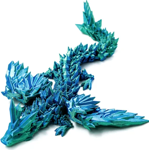 Dxldfks Dragón alado articulado impreso en 3D para decoración de oficina en casa, juguete de escritorio ejecutivo, azul y verde Azul-verde