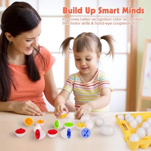 Miniatura 4 de Coogam Letras a juego Huevos 26PCS ABC Alfabeto Recoginition Clasificador de Color Puzzle Pascua Viajes Bingo Juego Mayúsculas Aprendizaje Educativo