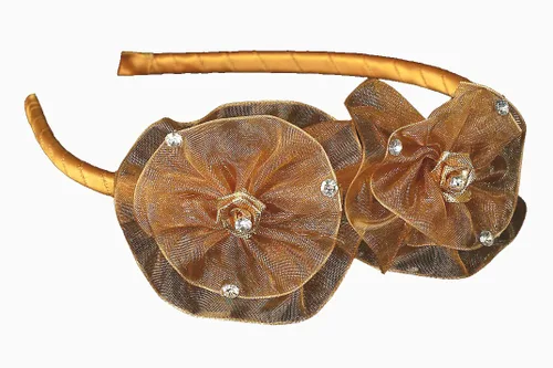 Miniatura 7 de Diadema de organza con lazo y diamantes de imitación (borgoña)