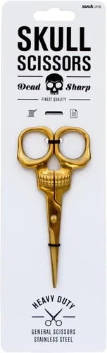 Miniatura 7 de Suck UK Tijeras de calavera – Suministros de oficina góticos – Accesorios de escritorio de Halloween – Tijeras doradas únicas – Decoración del hogar