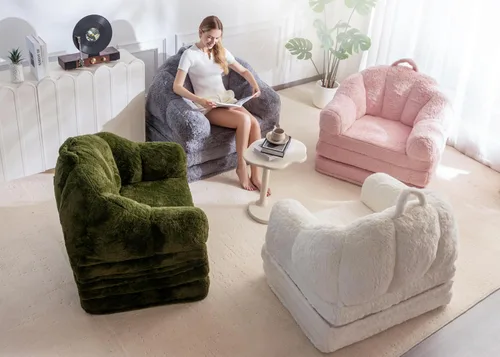 Miniatura 2 de MAXYOYO Sofá Cama Plegable, Sofá Convertible 2 en 1 a Sillón Reclinable, Cómoda Silla Puf Individual para Adultos, Sofá Cama Reclinable de Piso