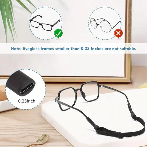 Miniatura 5 de Paquete de 4 correas ajustables para lentes (8.5-12.5 pulgadas), correas de vidrio para anteojos y lentes de sol, correa antideslizante para gafas
