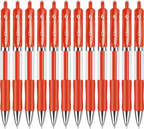 Miniatura 8 de Bolígrafos retráctiles clásicos de gel Lekreo, punta fina de 0.7mm (tinta negra - 12 paquetes)