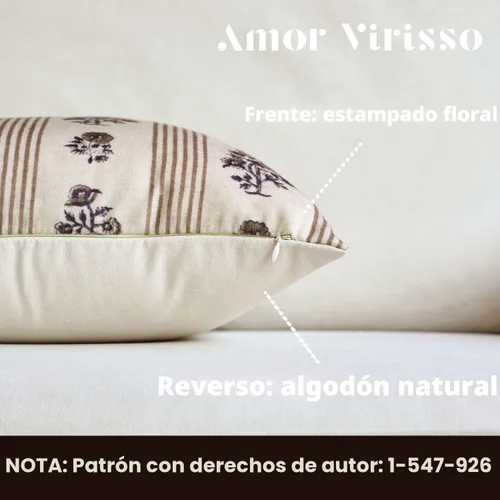 Miniatura 2 de Amor Virisso Fundas de almohada florales para sofá 18x18 Juego de 2 Fundas de almohada con estampado en bloque Fundas de almohada decorativas