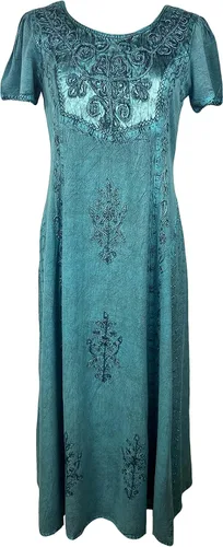 Agan Traders Vestido gótico vintage sin mangas de manga corta bordado, casual, elegante, para mujer