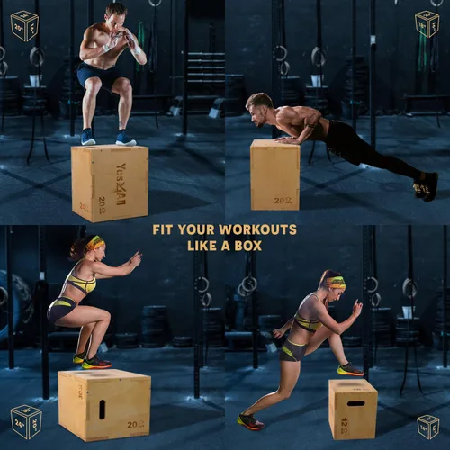 Miniatura 5 de Yes4All Plyo Box, 3-in-1 Wooden Box Jump for Home Gym, Lunges, Squats, Dips