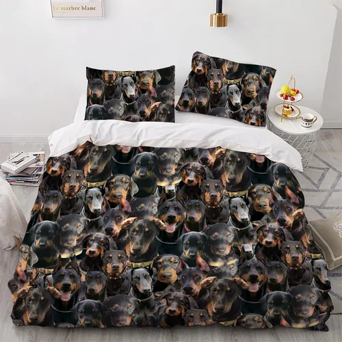 Miniatura 5 de Juego de funda de edredón de Malinois belga, juego de ropa de cama decorativo de 3 piezas con 2 fundas de almohada, funda de edredón suave, juego