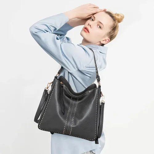 Miniatura 3 de Bolso bandolera grande de piel para mujer con correa cruzada y funda de quita y pon