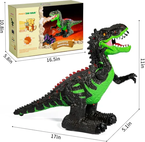 Miniatura 2 de Juguete de dinosaurio grande con control remoto para niños de 3, 4, 5, 6, 7, 8 años, tiranosaurio realista con niebla de agua, luz, rugiente, regalo
