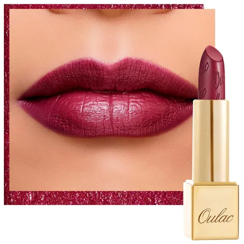 Miniatura 15 de Oulac Lápiz labial rojo, regalos de Navidad para mujeres, fórmula hidratante ligera con brillo 3D metálico, color de labios de alto impacto, Bomba