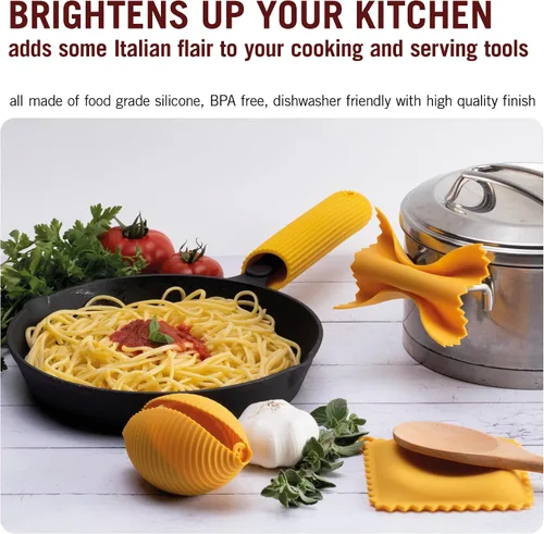 Miniatura 4 de Monkey Business Herramientas de cocina de silicona en caja de regalo/ 4 grandes accesorios de cocina con forma de pasta/ Agarres para ollas Pasta