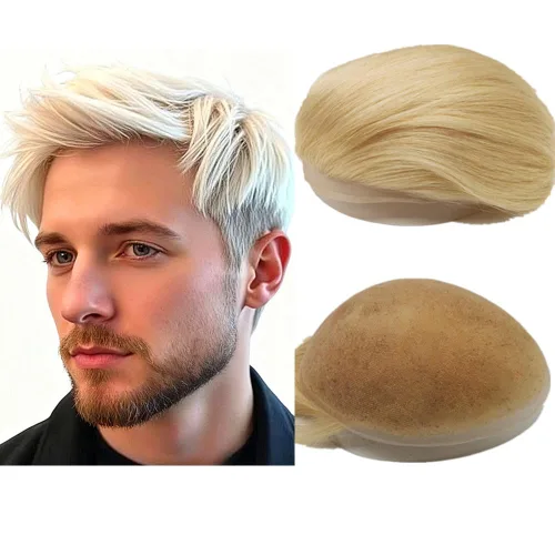 Miniatura 16 de N.L.W. Sistema de reemplazo de cabello para hombre NLW pelo humano toupee para hombres con encaje HD suave fino Super Swiss 10x8 tamaño base pelos