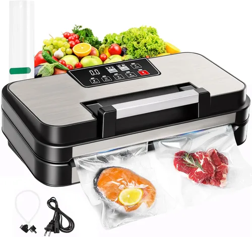 Máquina selladora al vacío, potente sellador automático de alimentos de 95 Kpa, cortador integrado y almacenamiento de bolsas, pantalla de progreso,