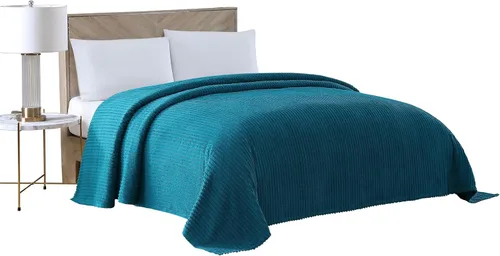 Miniatura 9 de Beatrice Home Fashions Colcha de chenilla de canal, matrimonial, color azul