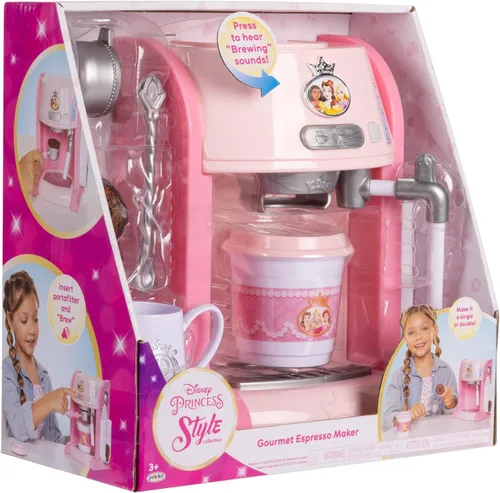 Miniatura 9 de Disney Princess Style Collection - Máquina de café expreso de juguete para niños, cafetera para jugar, accesorios de cocina, regalo para niñas