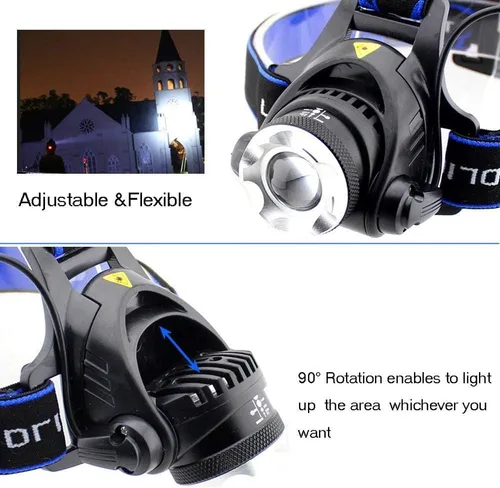 Miniatura 4 de Linterna frontal LED impermeable ultra brillante de 3000 lúmenes, 3 modos con pilas AAA, paquete de 2
