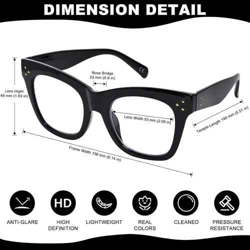 Miniatura 3 de FONHCOO Oversized Progressive Reading Glasses for Women Men Large Square Blue Light Blocking Computer Readers