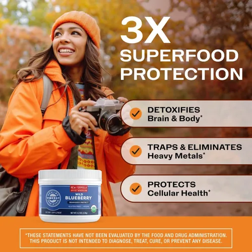Miniatura 3 de Vimergy Polvo de arándano silvestre – Protege la salud cerebral* – Apoya la función cardiovascular* – Orgánico, vegano y sin gluten – 4.23 oz