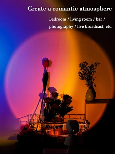 Miniatura 6 de WLHONG Proyección de puesta de sol Luz LED Robot Figura Lámpara Proyector de arco iris Lámpara de atmósfera moderna LED Luz de piso Luz de noche