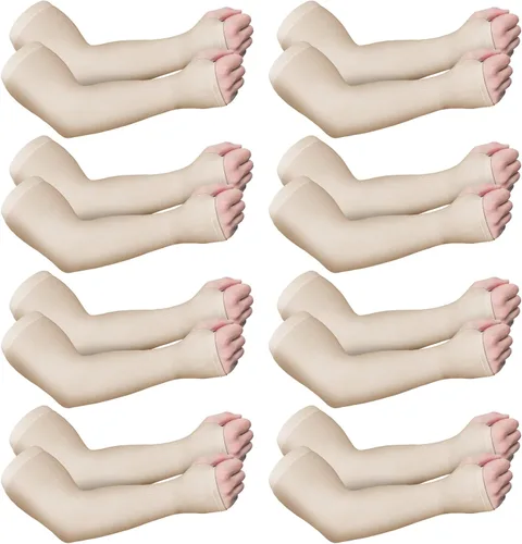 Eurzom 8 pares de fundas protectoras de piel para ancianos, manga fina para el brazo, moretones contra abrasiones, desgarros, exposición al sol,