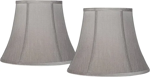 Juego de 2 pantallas de campana redonda de tapa blanda (premontada), color gris peltre, parte superior grande de 8 pulgadas x 14 pulgadas inferior x