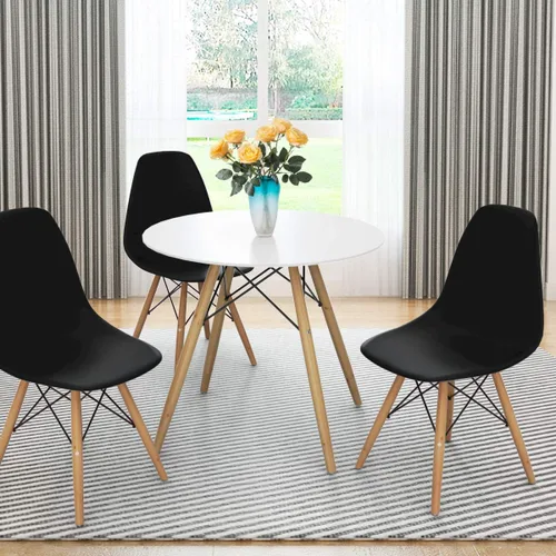 Miniatura 10 de Giantex Juego de 2 sillas de comedor negras, sillas de comedor modernas de mediados de siglo premontadas con patas de madera, sillas de cocina sin