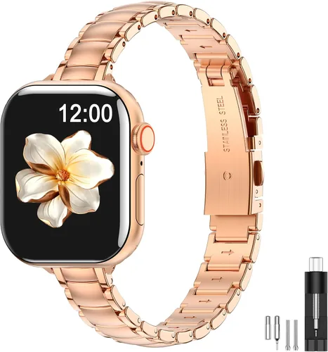 Miniatura 7 de MioHHR - Correas delgadas de metal compatibles con Apple Watch Band Ultra3/2/1 Series 11 10 9 8 7 6 5 4 3 2 1 SE3/2/1, correa delgada y estrecha