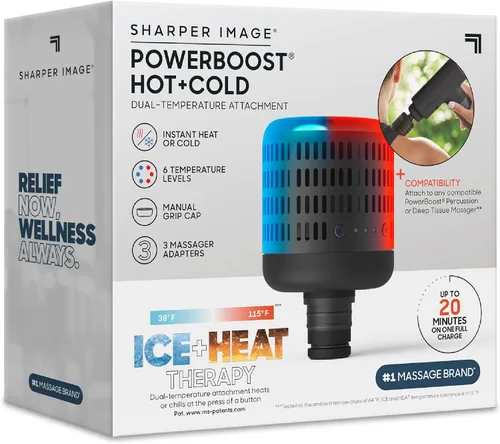 Miniatura 7 de Sharper Image® Powerboost Accesorio de Pistola de Masaje de Doble Temperatura Caliente + Fría - Calor y Frío Instantáneos, 6 Niveles de Temperatura