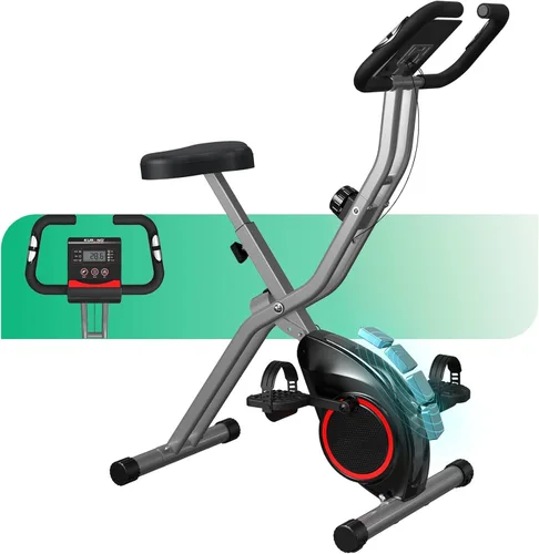 Bicicleta estática de interior para el hogar con resistencia magnética de 16 niveles, bicicleta de ciclismo plegable ligera con 70% premontada,