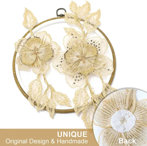 Miniatura 3 de HHQ Parches de lentejuelas con abalorios para coser, brillantes, plateados, hechos a mano, con piedras, encaje, para coser, accesorios para corpiño