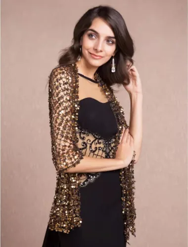 Miniatura 4 de RZTA Chales metálicos brillantes y envolturas con hebilla para vestidos de fiesta de noche, boda y fiesta