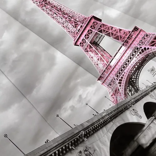 Miniatura 4 de kxry Juego de edredón de París, tamaño Queen, color rosa, Torre Eiffel Sena, ropa de cama estilo francés, edredón de paisaje urbano de París