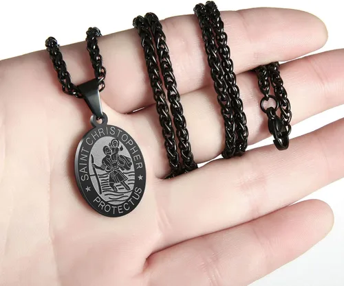 Miniatura 54 de P. BLAKE Collar ovalado de San Cristóbal, Miguel, José, Jude/Virgen María/José/Francisco/Patrick/Anthony/Benedict/Thomas para hombres y mujeres