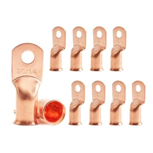 Miniatura 21 de 2/0 AWG 5/16" Stud (25 piezas), terminal de anillo de batería resistente, conectores de calibre 00, lengüetas de alambre de cobre 2/0, terminales