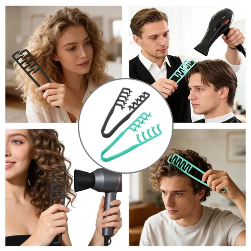 Miniatura 5 de Peine de textura de 2 piezas, peine de volumen para cabello, peine de dientes anchos para rizos, peine de peinado, peines para hombres, juego