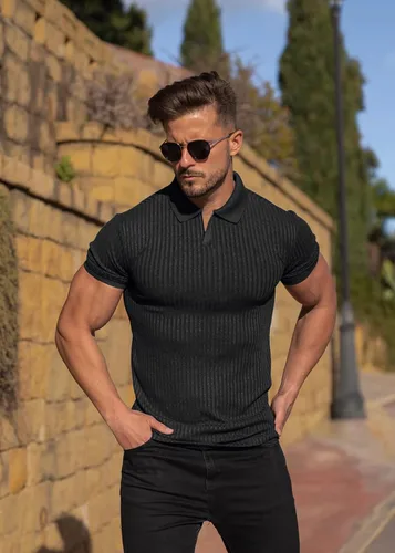 Miniatura 5 de Camisetas de manga corta con cuello en V para hombre, camisetas de golf de ajuste seco, ropa casual y elegante