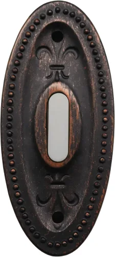 Miniatura 8 de Timbre ovalado tradicional negro mate, botón de timbre con cable, timbres decorativos para el hogar