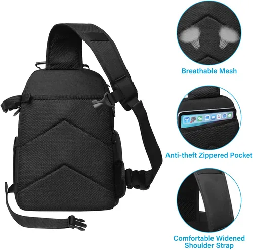 Miniatura 7 de MOSISO Bolsa bandolera para cámara, funda para cámara DSLR/SLR/sin espejo, mochila cruzada para fotografía con soporte para trípode e inserciones