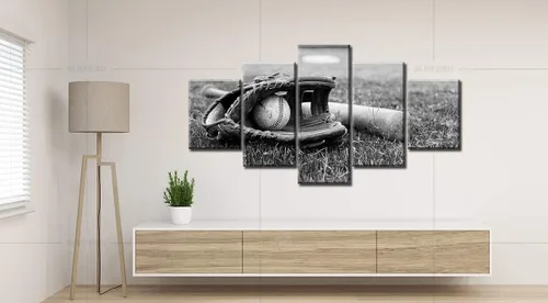 Miniatura 6 de BLINFEIRU 5 piezas de lienzo de arte de pared – equipo de béisbol rústico con temática deportiva – Decoración moderna para el hogar para niños