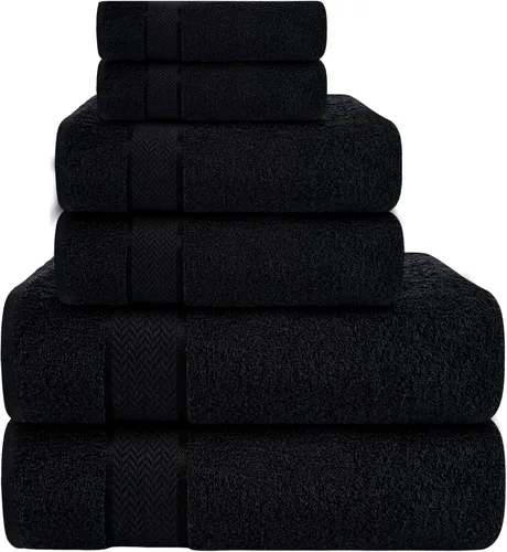 Juego de toallas de baño - 100% algodón - 2 toallas de baño, 2 toallas de mano y 2 paños - Grandes, secado rápido, absorbentes, suaves y mullidas,