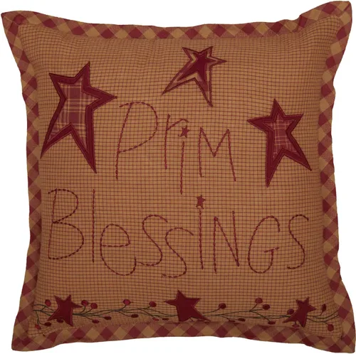 VHC Brands Ninepatch Star Prim Blessings - Almohada de 12 x 12 pulgadas, accesorio de ropa de cama, color borgoña