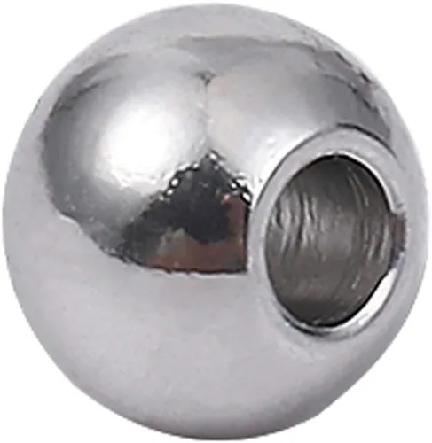 BEADIA Cuentas espaciadoras de acero inoxidable de 0.118 x 0.098 in, redondas, sueltas, para hacer joyas, 100 unidades con agujero de 0.039 pulgadas