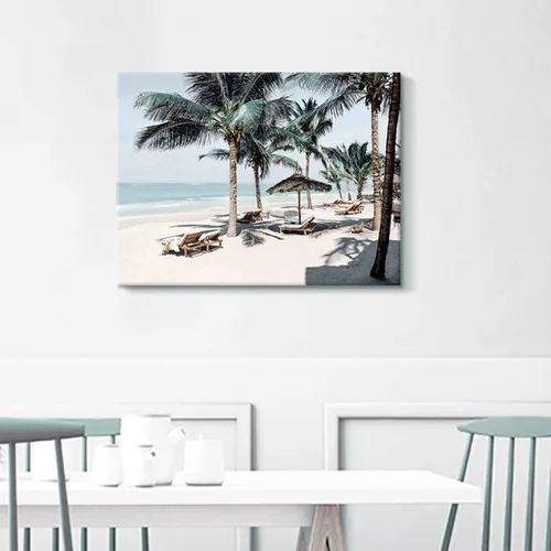 Miniatura 4 de Lienzo decorativo para pared, diseño de palmeras en la playa con temática de paisaje marino tropical moderno, impresión fotográfica sobre lienzo