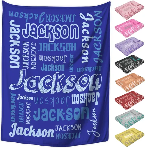 Miniatura 13 de Manta personalizada con texto del nombre, mantas de franela personalizadas para bebés, adultos y niños, regalo de cumpleaños, día de San Valentín