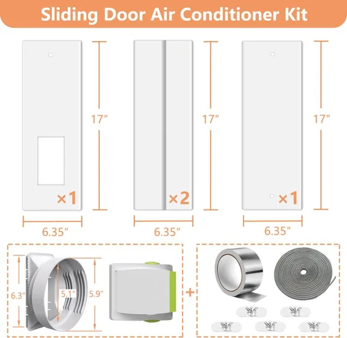 Miniatura 7 de Kit de ventilación portátil para ventana de CA con acoplador universal de 5.1/5.9 pulgadas, 26-63 pulgadas, ajustable con bloqueo de seguridad