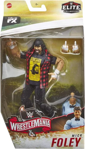Miniatura 7 de WWE Elite Collection Mick Foley WrestleMania 22 Figura de acción con articulación de lujo, detalles realistas, equipo de anillo auténtico, manos